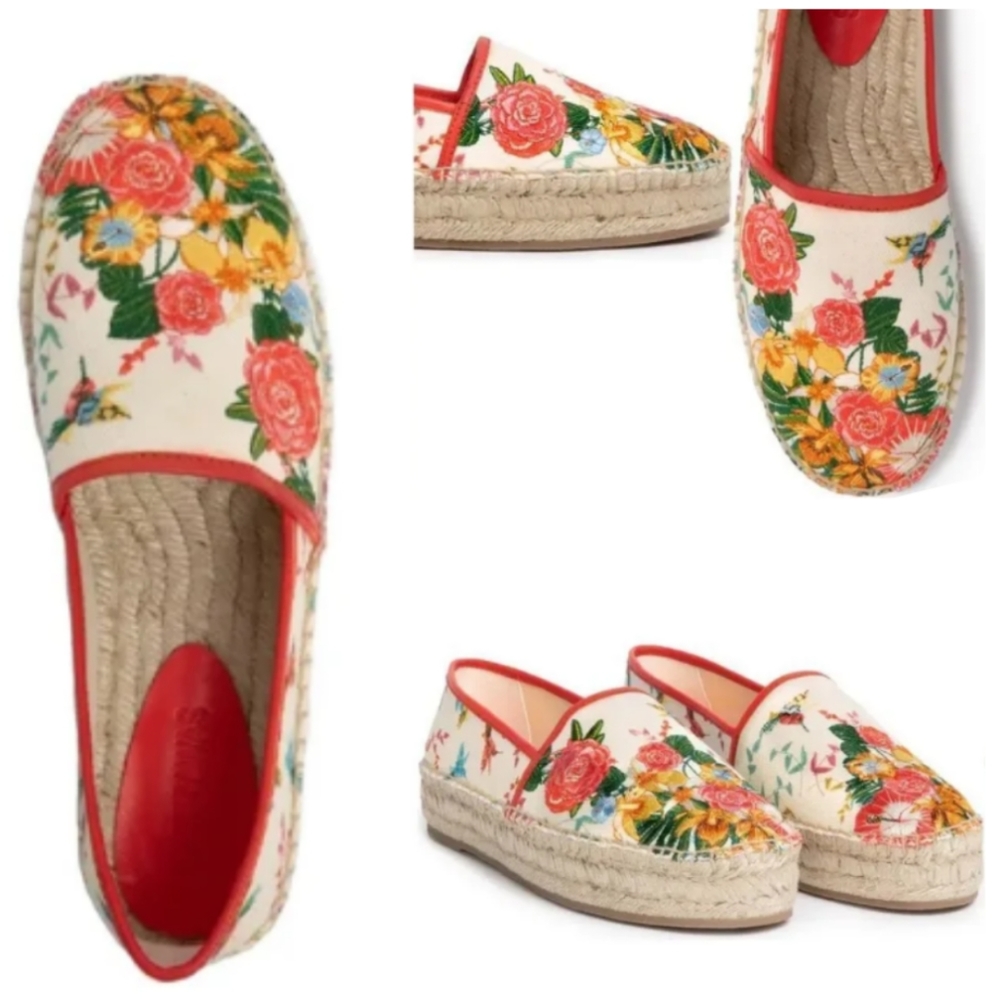Johnny Was Andra Embroidered Hummingbird Espadrilles Size 7 NIB